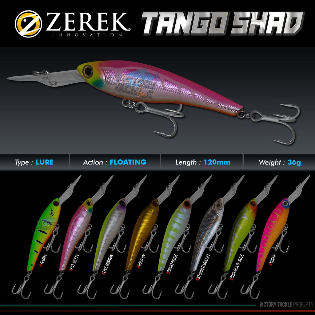 UMPAN PANCING Lure ZEREK INNOVATION ORIGIN SERIES TANGO SHAD FLOATING 120MM 36 GRAM