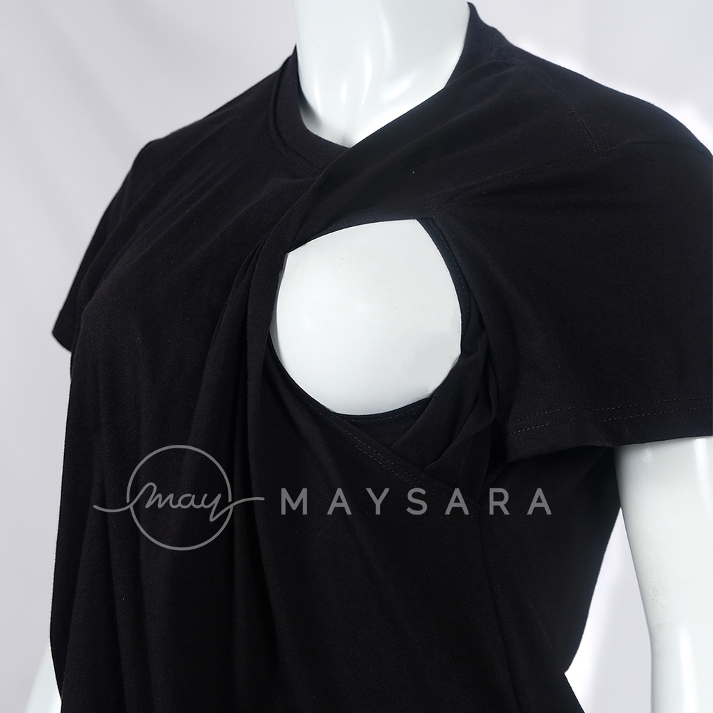 Baju menyusui bukaan samping atasan maysara-CN04-Hitam