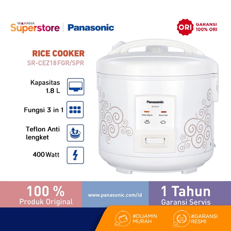 Panasonic Rice Cooker 1.8 Liter - SR-CEZ18SPR