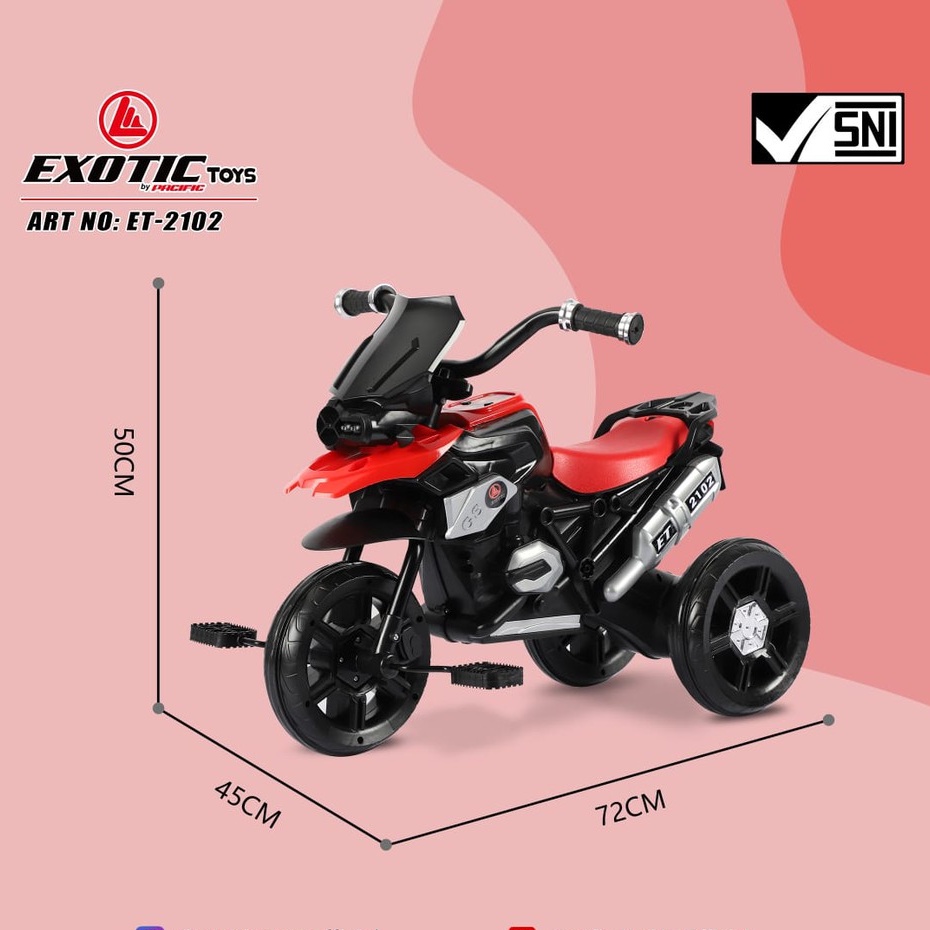 Sepeda balita roda tiga exotic ET 2102 2214 sepeda anak roda tiga tricycle aki gowes 2 IN 1 model motor sport 2IN1 ET2102 ET2214 pmb 888A 888 A 888