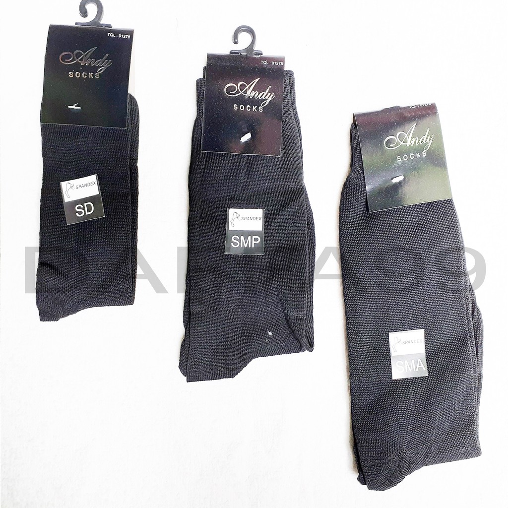 Kaos kaki sekolah hitam polos ukuran SD SMP  SMA bahan spandek polyester sebetis