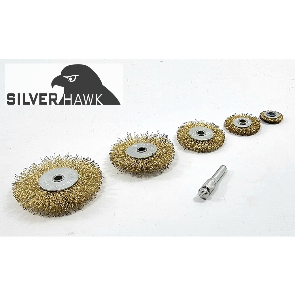Mata Bor Sikat Kawat Gurinda Set 6pcs Gagang 6mm Sikat Gurinda Gagang