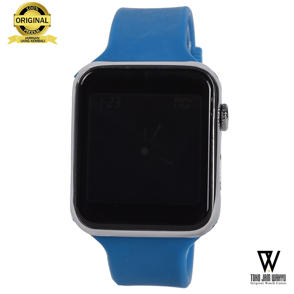 Kademan K019G H Touch Screen - Jam Tangan Pria - Silver - Blue Rubber Strap