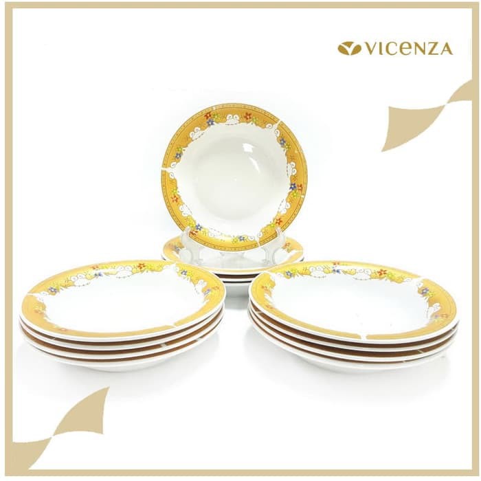 Vicenza Dinner Plate 9" - Piring Makan P131 (1 lusin) Motif Padi