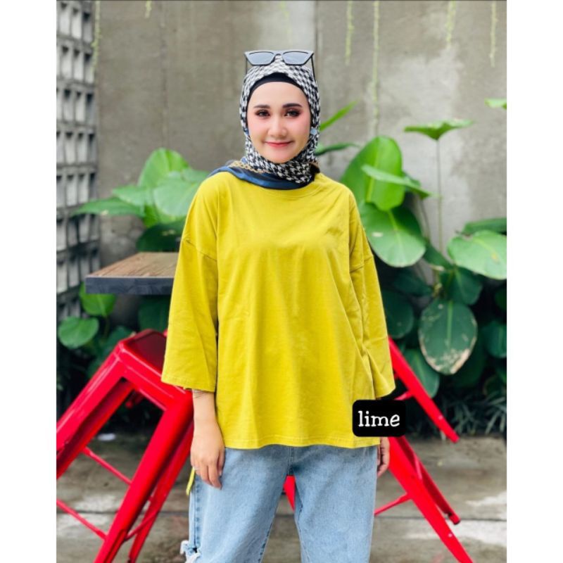 KAOS OVERSIZE WANITA POLOS HITS COMBED ORI KEKINIAN TRENDY MURAH STANDAR DAN JUMBO