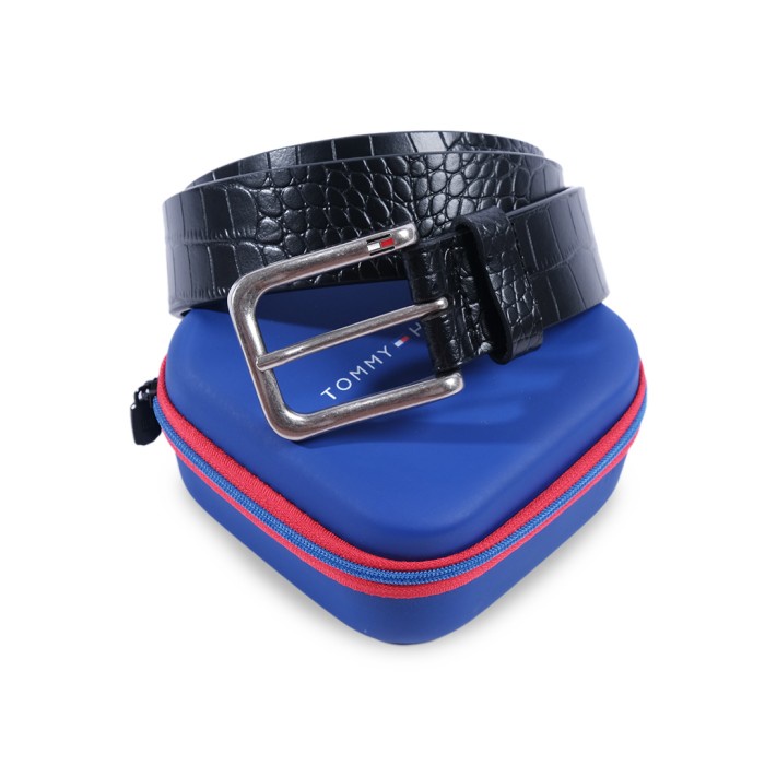 THF Basic Leather Belt - Black - Pattern 38