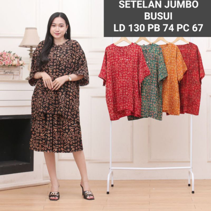 SETELAN CP KULOT JUMBO SANTUNG BATIK PEKALONGAN / SETCEL KULOT RAYON BATIK CAP LENGAN PENDEK
