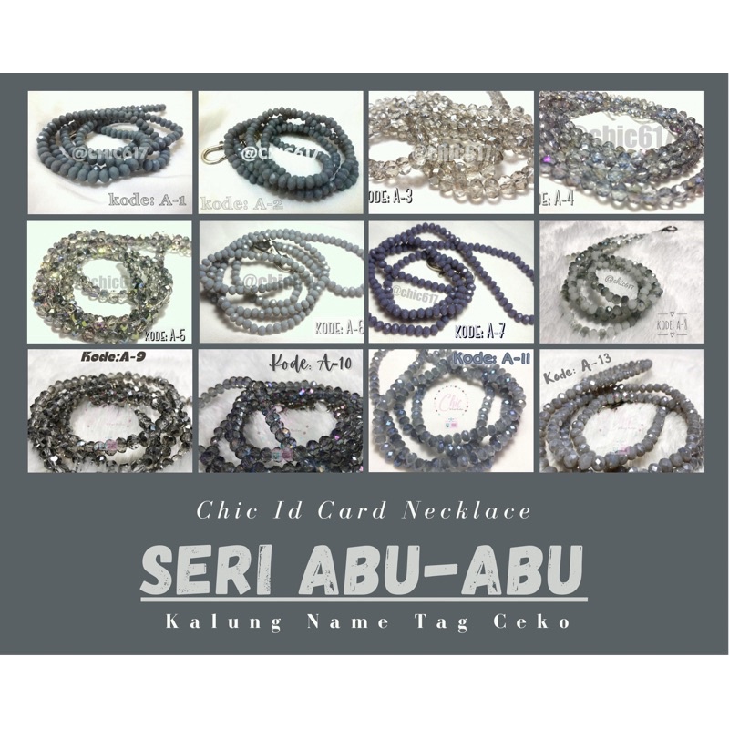 

Lanyard Beads Manik Kalung Name Tag Tali Nametag Mute Mote Id Card Necklace SERI Abu-abu