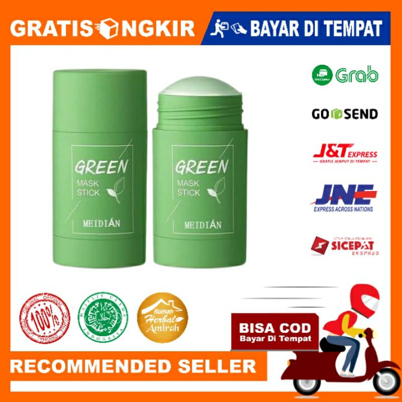 Meidian Green Mask Stick Original 40gr Green Tea Masker Stik Oil Control Clean Solid Mask Menyeimbangkan Minyak Berlebih Pada Kulit Mengangkat Sel Kulit Mati Menghilangkan Komedo