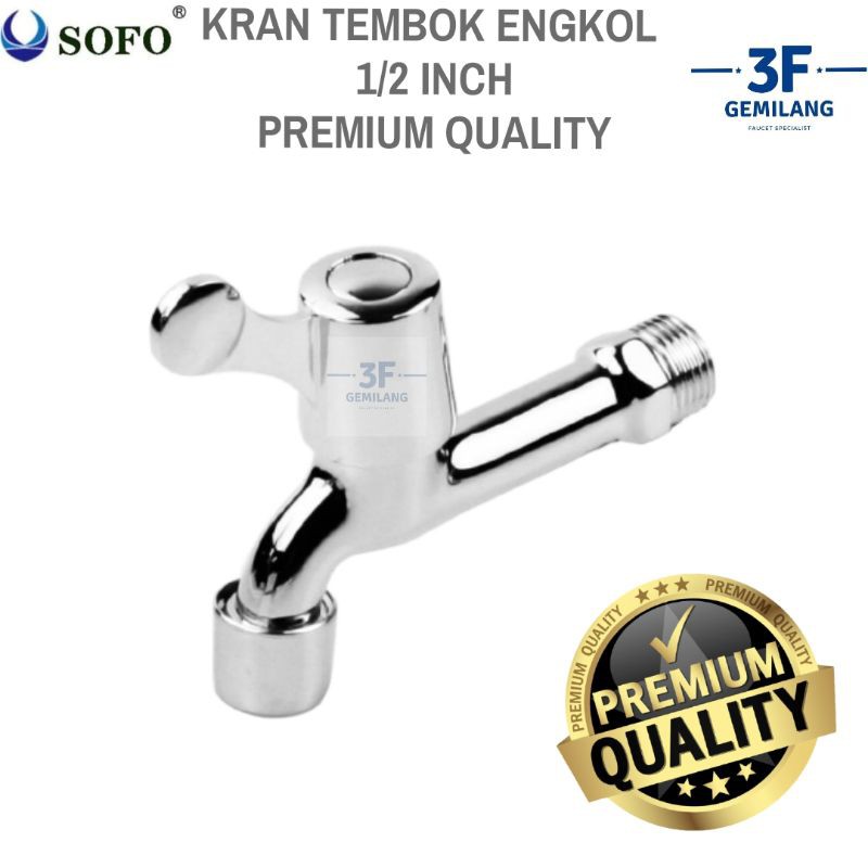 Sofo - Kran TEMBOK ENGKOL CHROME ELEGAN 1/2 INCH PREMIUM QUALITY