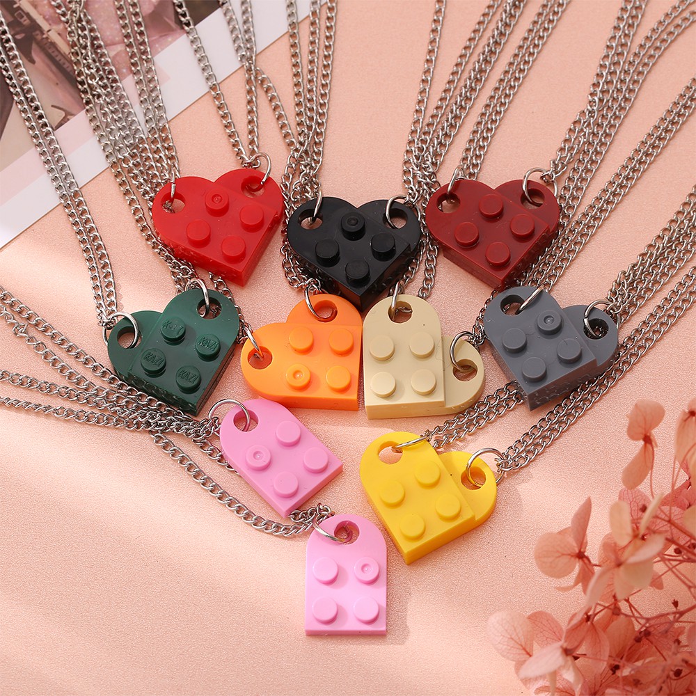 Kalung Couple Korea Lego Kalung Liontin Cinta Hati Hadiah Ulang Tahun Aksesoris Perhiasan Pasangan