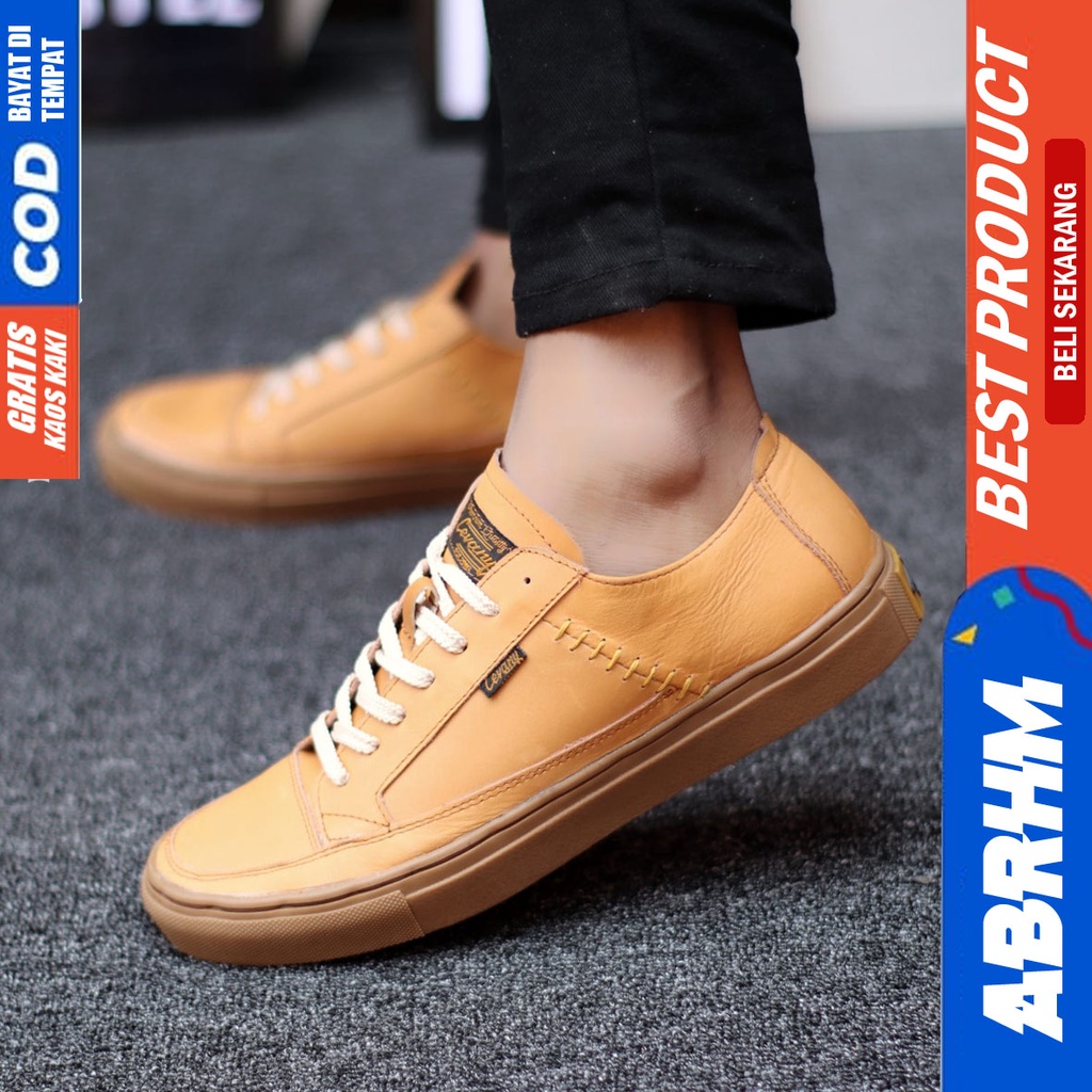 ABRHM X DANTE Sepatu Casual Sneakers Kasual Polos Ori Pria Cowok kulit Asli Sepatu Kasual Sneaker Santai Kuliah Kerja Kondangan Gaya Keren kekinian Original