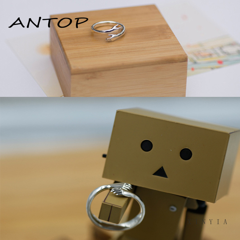 Hot New 925 Sterling Silver Eropa dan Amerika Perhiasan Cinta Pelukan Cincin Retro Mode Pasang Arus Cincin Terbuka ANTOP