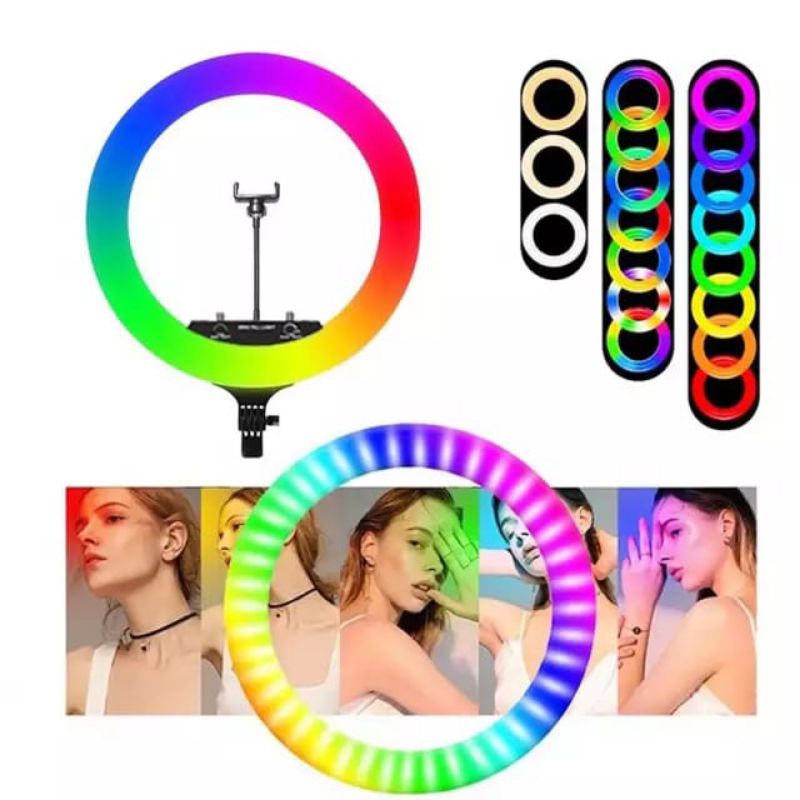 Lampu Ring Light/Ring Light Rainbow RGB LED 33CM Plus Holder Hp Ring Light Lampu Photo Ukuran 33CM(N