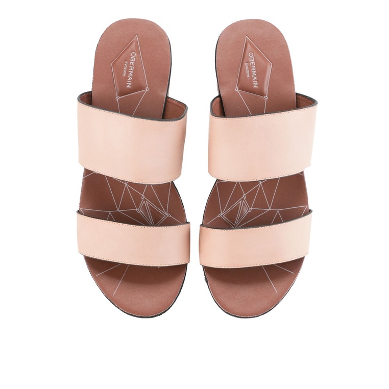 SANDAL WEDGES KULIT OBERMAIN WANITA ORIGINAL ASLI TERBARU BEIGE OW23