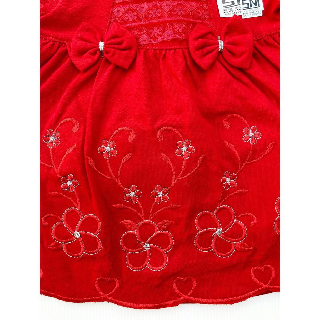 FLOWER flamingo RED dress Baju Merah 1 bulan one month Pakaian Setelan Celana Bandana Anak Bayi Perempuan Cewek Terlaris Lucu Murah