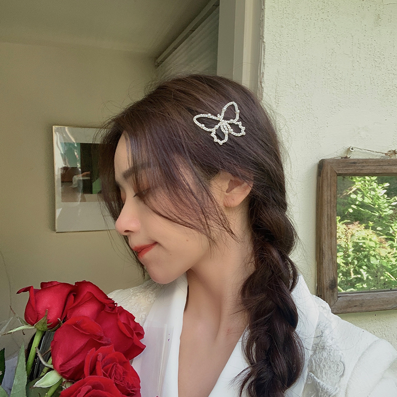 Pearl Kupu-kupu Jepit Rambut Sederhana Hairpin Sisi Klip Gadis Korea Aksesoris Rambut