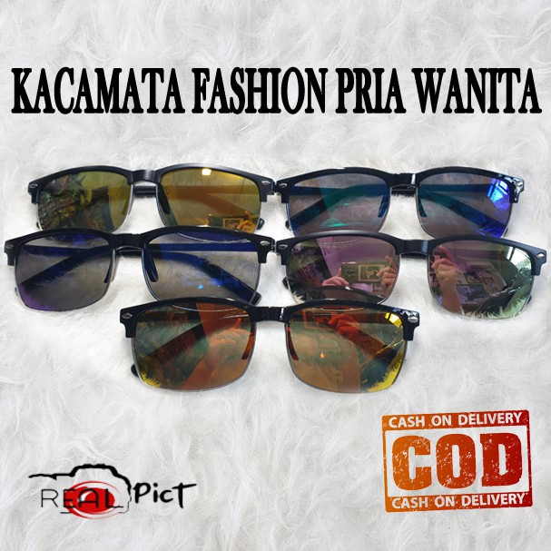 Kacamata Hitam Gaya Fashion Korean Style Retro Model Ray Vintage Kacamata Pria Wanita Sunglasses