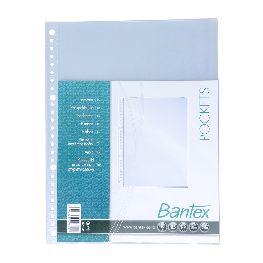 

Bantex Clear Pocket B5 Per Pak Isi 10 Lembar Kantong Binder Transparan 26 Lubang Ring