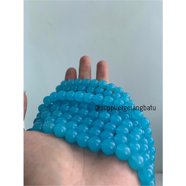 Bahan renceng BLUE SEA CAT EYE 10mm mata kucing BIRU LAUT TANPA JARONG