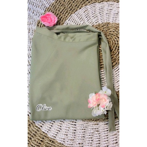 ROK STRAP ROK TALI SHAKILA ROK KOREA TALI STYLE ROK WANITA BAHAN SHAKILA STREAT ALL SIZE FIT TO XL BAWAHAN PANJANG KOREA LONG SKIRT STRAP POLOS-Olive