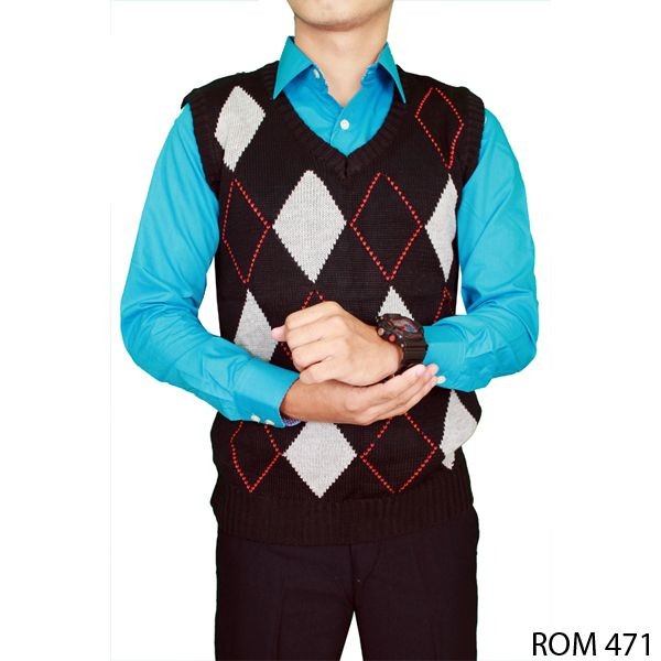 Pakaian Rompi Pria Rajut Hitam – ROM 471