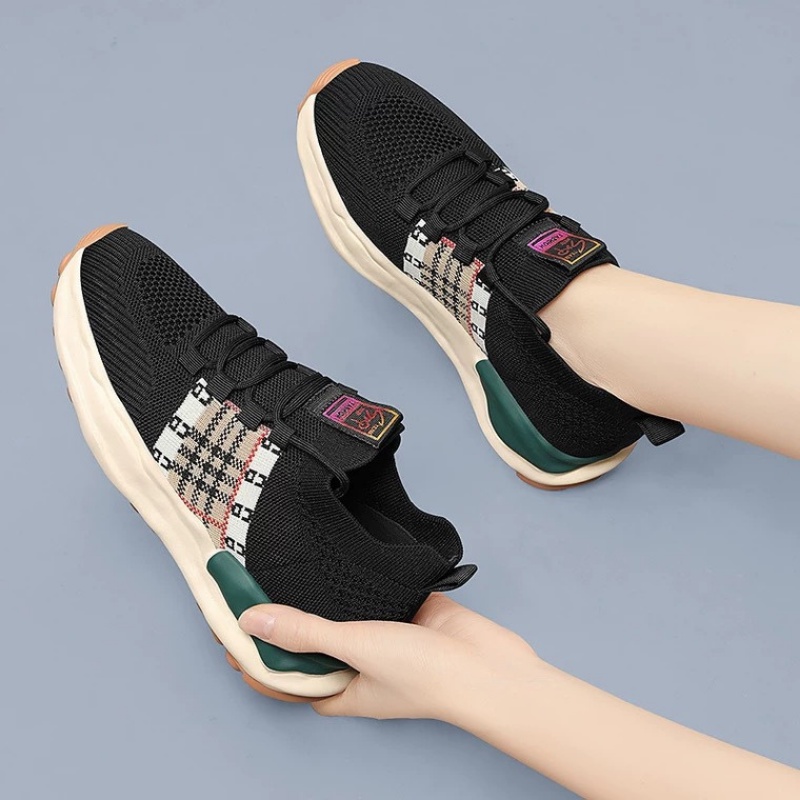 RYX - Plaid Ribbon Sepatu Sneakers Tali Wanita Fashion Casual - Ori Import