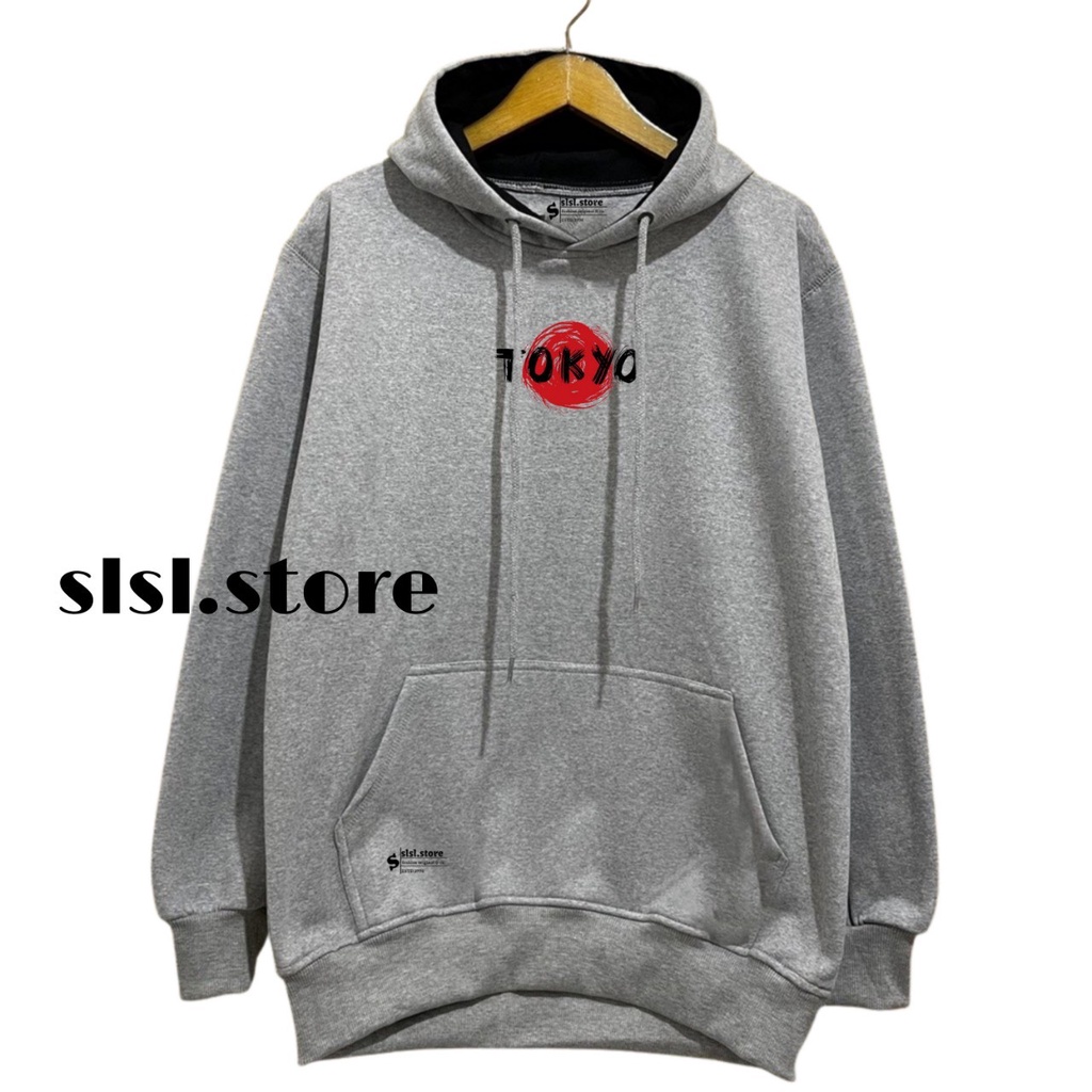 sweater hoodie pria distro original Warna Krem Tokyo Jepang hodie pria polos tebal hoddie cowok keren murah jaket katun pria casual Sweter cowok terbaru Bahan Flece Katun Tebal Abu Muda