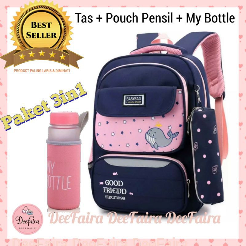 Tas Sekolah Anak Perempuan Ransel Wanita Backpack Set My Bottle