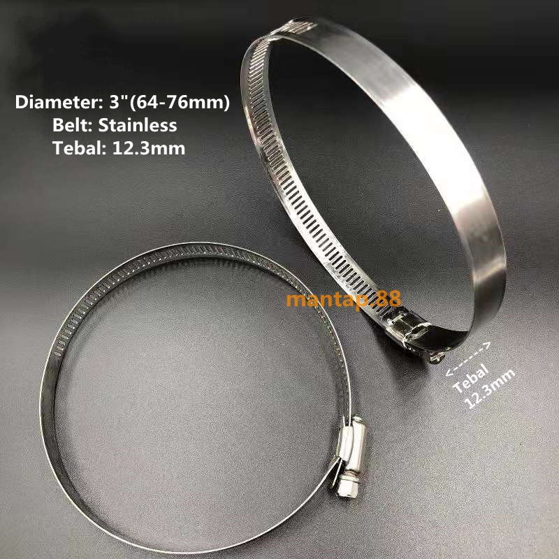 Klem Selang Stainless / Hose Clamp 3&quot; (Tebal 12.3mm)