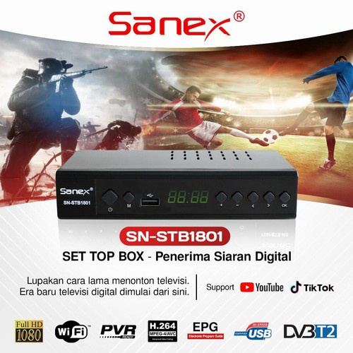 Set Top Box SANEX SN-1801 DVB STB Receiver Siaran Digital free dongle WIFI