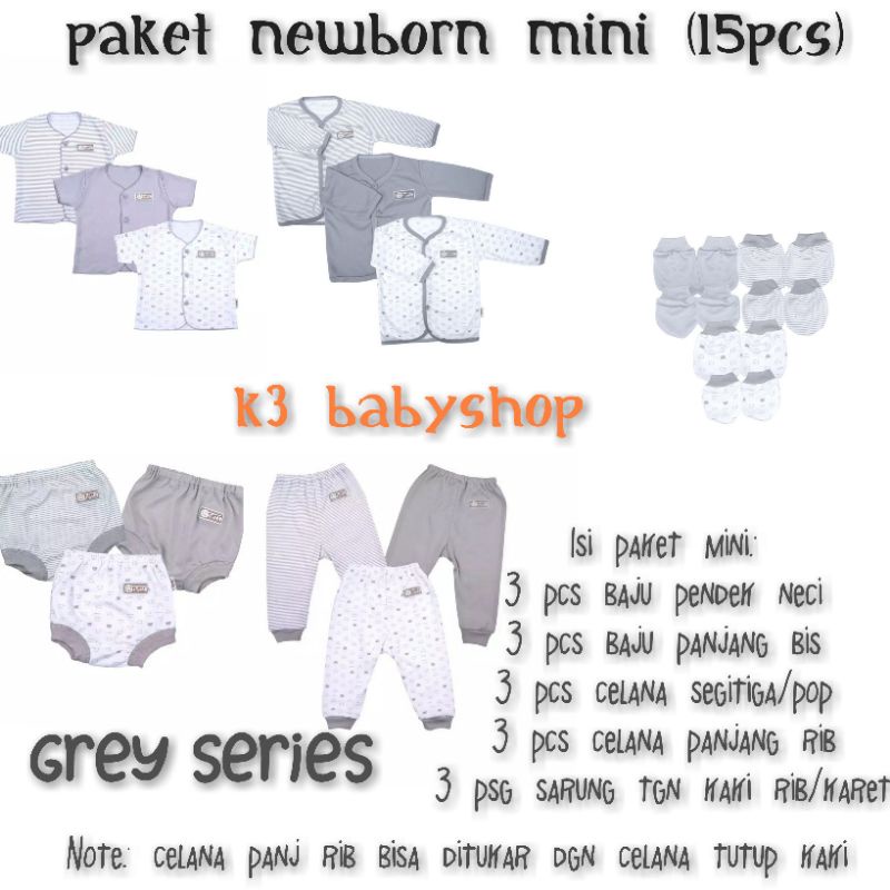 Paket baju bayi newborn fluffy abu grey set baju bayi baru lahir hadiah lahiran kado lahiran gift