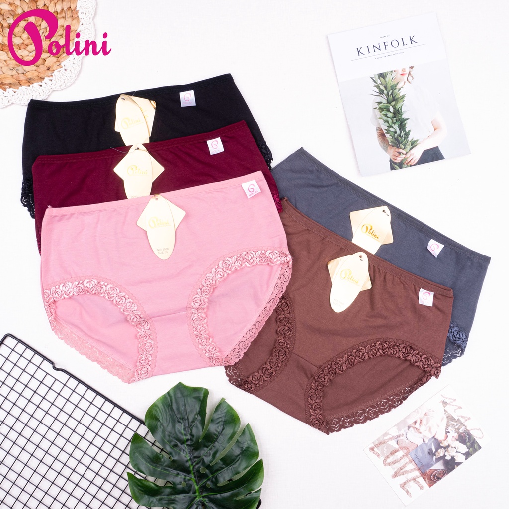 BEE - Celana Dalam Wanita Renda Bunga Cd Undies Bahan Katun 3988 Polini