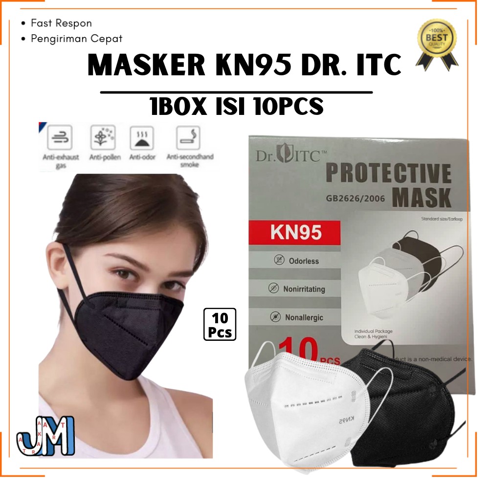Masker KN95 Hitam Putih DR.ITC Isi 10 Pcs 1 Box