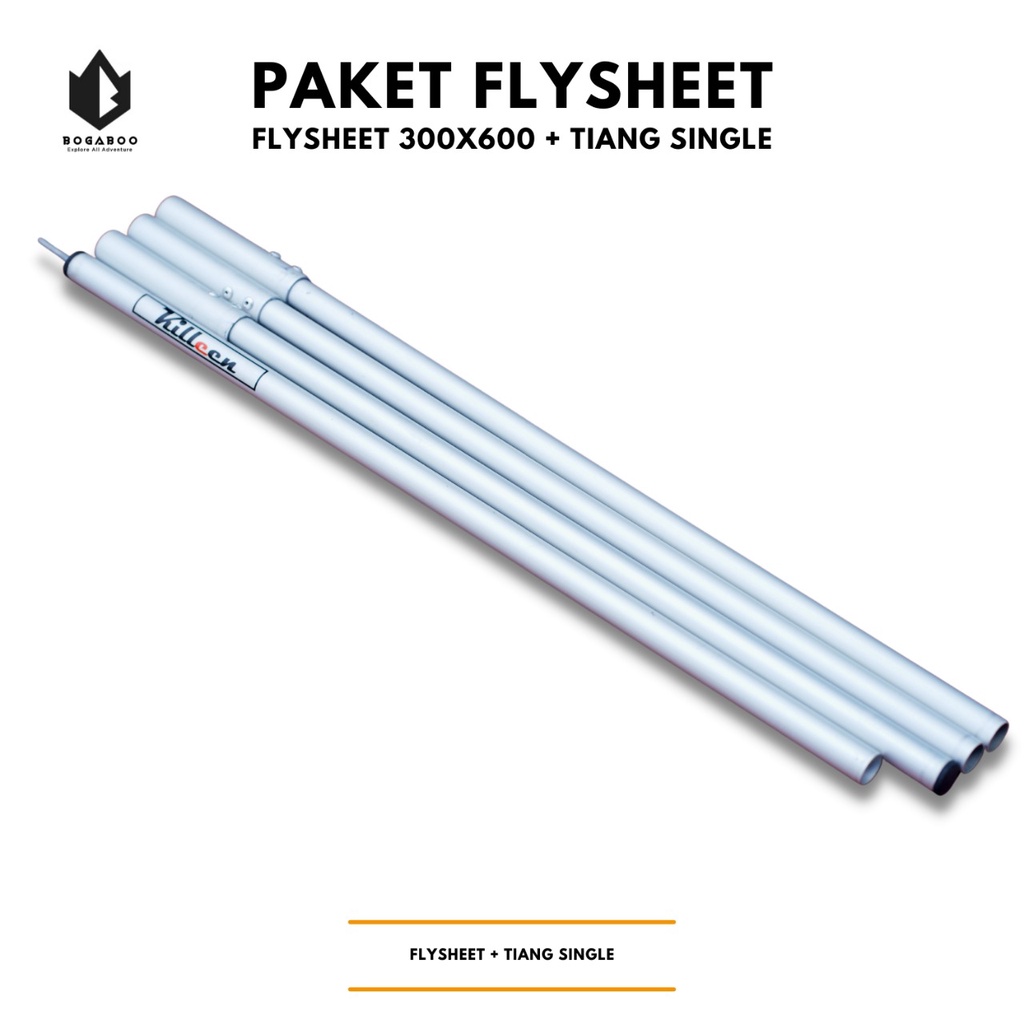 Bisa COD Paket Tiang Flysheet Single + Flysheet 3X6 - Econopack Pole