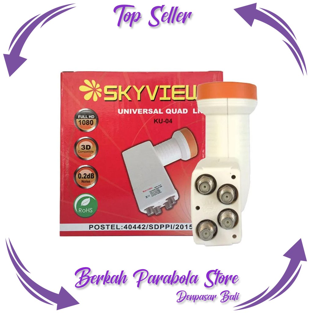 Skyview LNB Ku Band Parabola Quad Out Quatro Output 4 Receiver Produk Terbaik BPS
