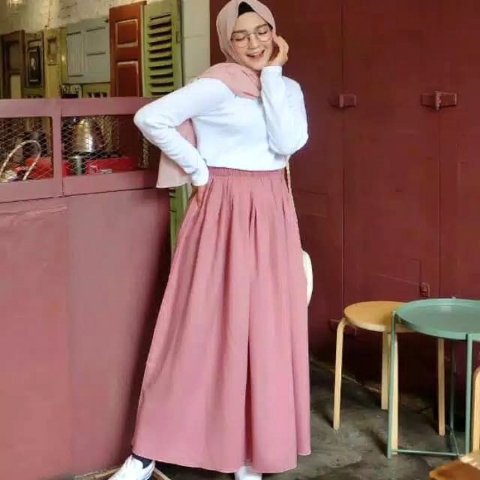 ROK WOLFIS POLOS Basic Skirt Rok Panjang Wanita Bahan Premium Wolfis Rok Panjang Tidak Nggantung