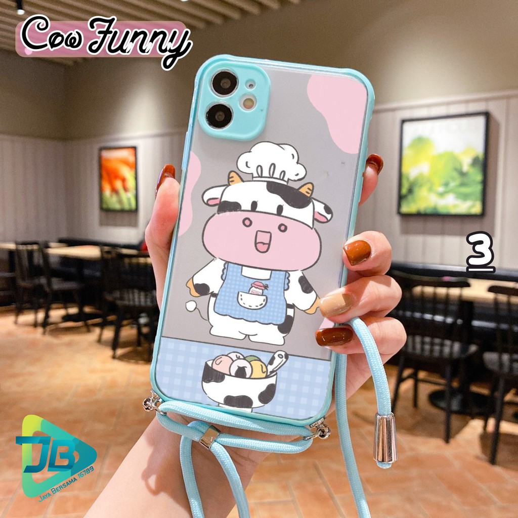 Softcase Slingcase Lanyard Choice COW FUNNY Oppo A53 A59 F1s F5 F11 Reno 2f A91 3 4 4f Pro JB4180