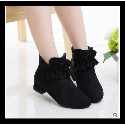 Sepatu Boot Heel Anak Perempuan Import Rimple Black