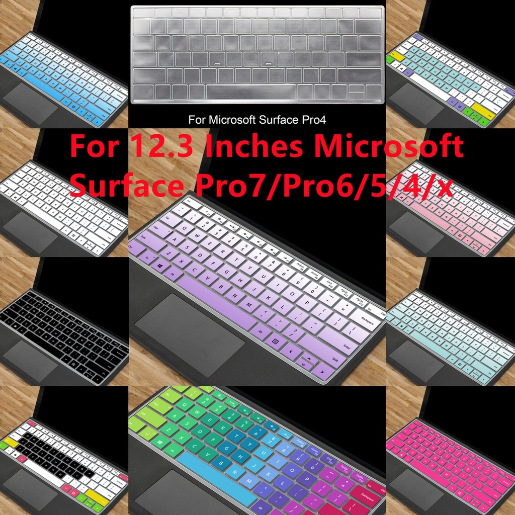 Skin Cover Pelindung Keyboard Silikon Ultra Tipis Lembut Untuk Microsoft Surface Pro7 / Pro6 / 5 / 4 / X 12.3 &quot;