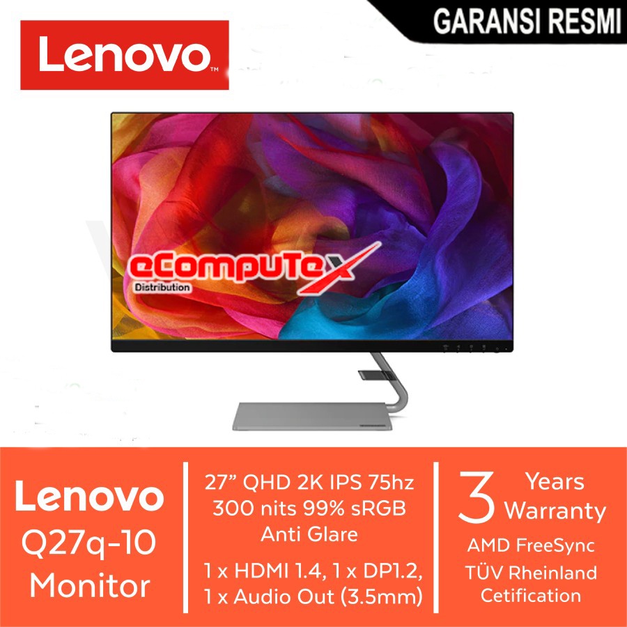 MONITOR LED LENOVO Q27Q-10 / Q 27Q 27 INCH IPS QHD 75HZ - GARANSI RESMI