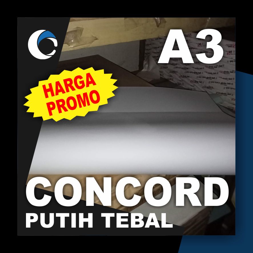 

KERTAS CONCORDE PUTIH TEBAL 220 GSM Uk [ A3 ] 29.7 cm X 42 cm ( 50 LEMBAR )