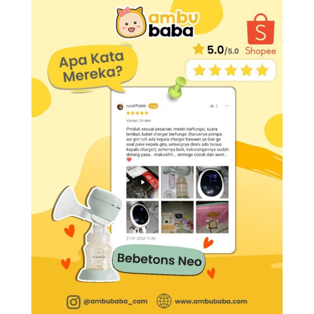 Bebetons Neo Single Electric Breast Pump Pompa ASI Elektrik