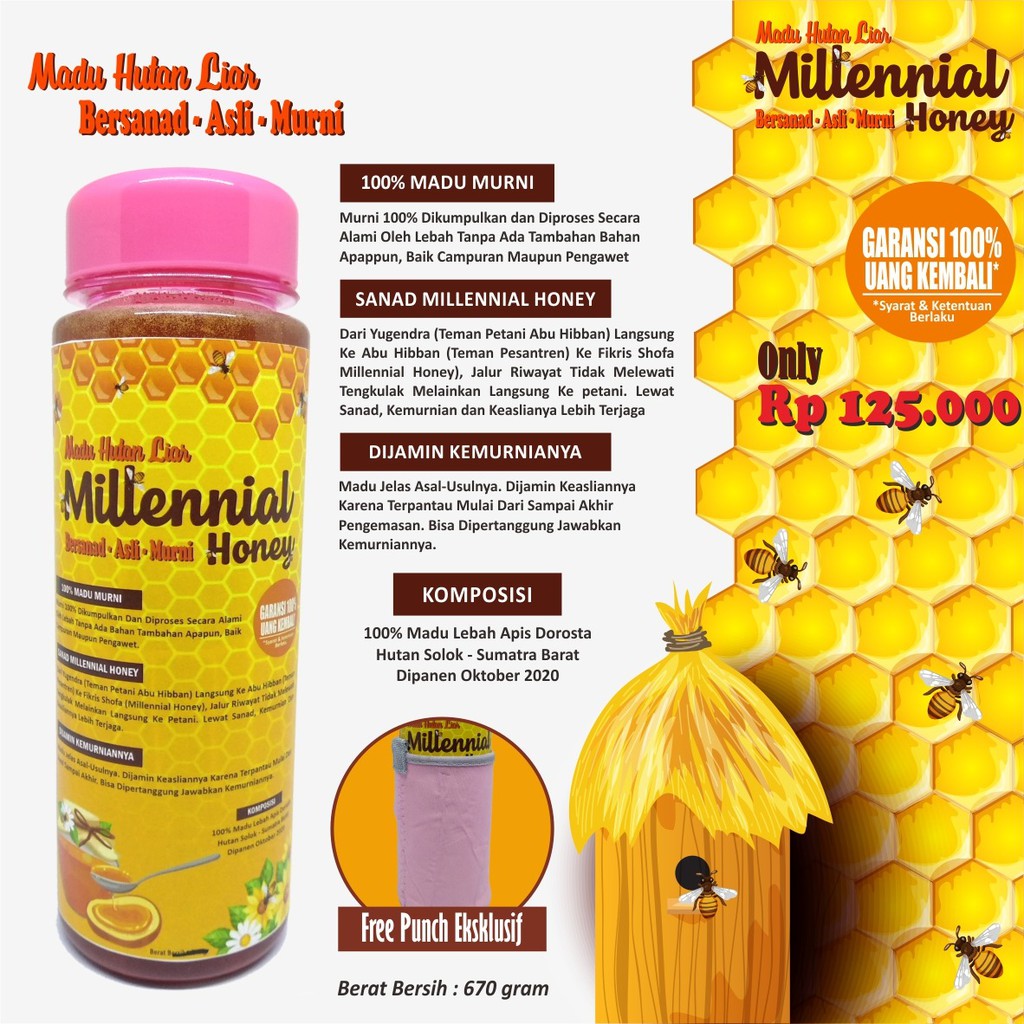 Madu Hutan Sumatra / Madu Asli Millenial Honey / Madu Sarang Lebah 670gr - Millenial Honey -