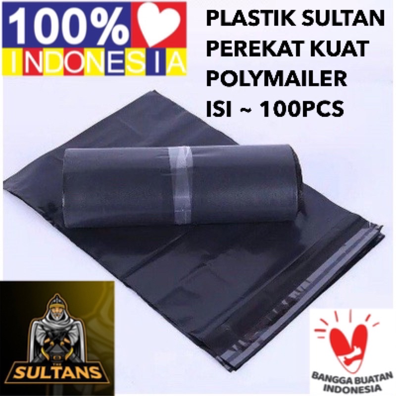 1PACK ISI 100PCS PLASTIK HITAM ONLINE SULTAN BAHAN POLYMAILER PEREKAT KUAT PAKET AMAN SETIAP SAAT