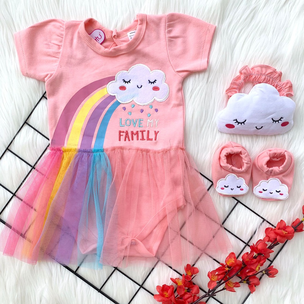 Baju setelan jumper rok bandana brukat lucu bayi cewek perempuan pergi jalan murah bestseller-rai