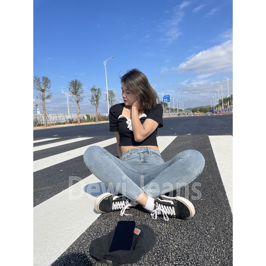 L.A.Outlet J52 Jeans Merah Muda Jeans Dasar Jeans HW Celana Panjang Pacar Jeans Jeans Korea Jeans Impor Celana Pinggang Tinggi Jeans Gaya Korea Jeans  Jeans Korea