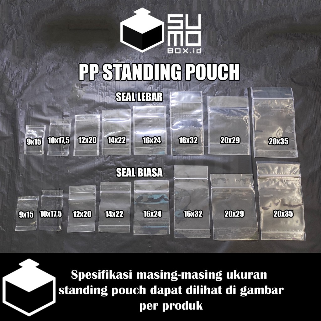 Standing Pouch Plastik 10x17,5 transparan / plastik snack klip ziplock seal biasa seal lebar [ECERAN