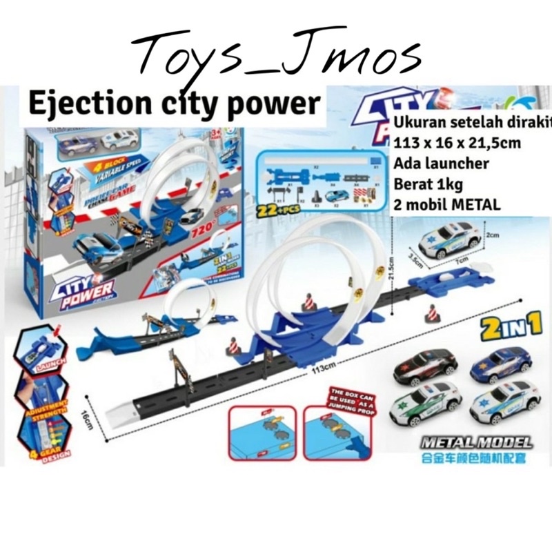 Mainan Racing Track isi 22Pcs Mainan Mobil Balapan City Power Ejection City Power