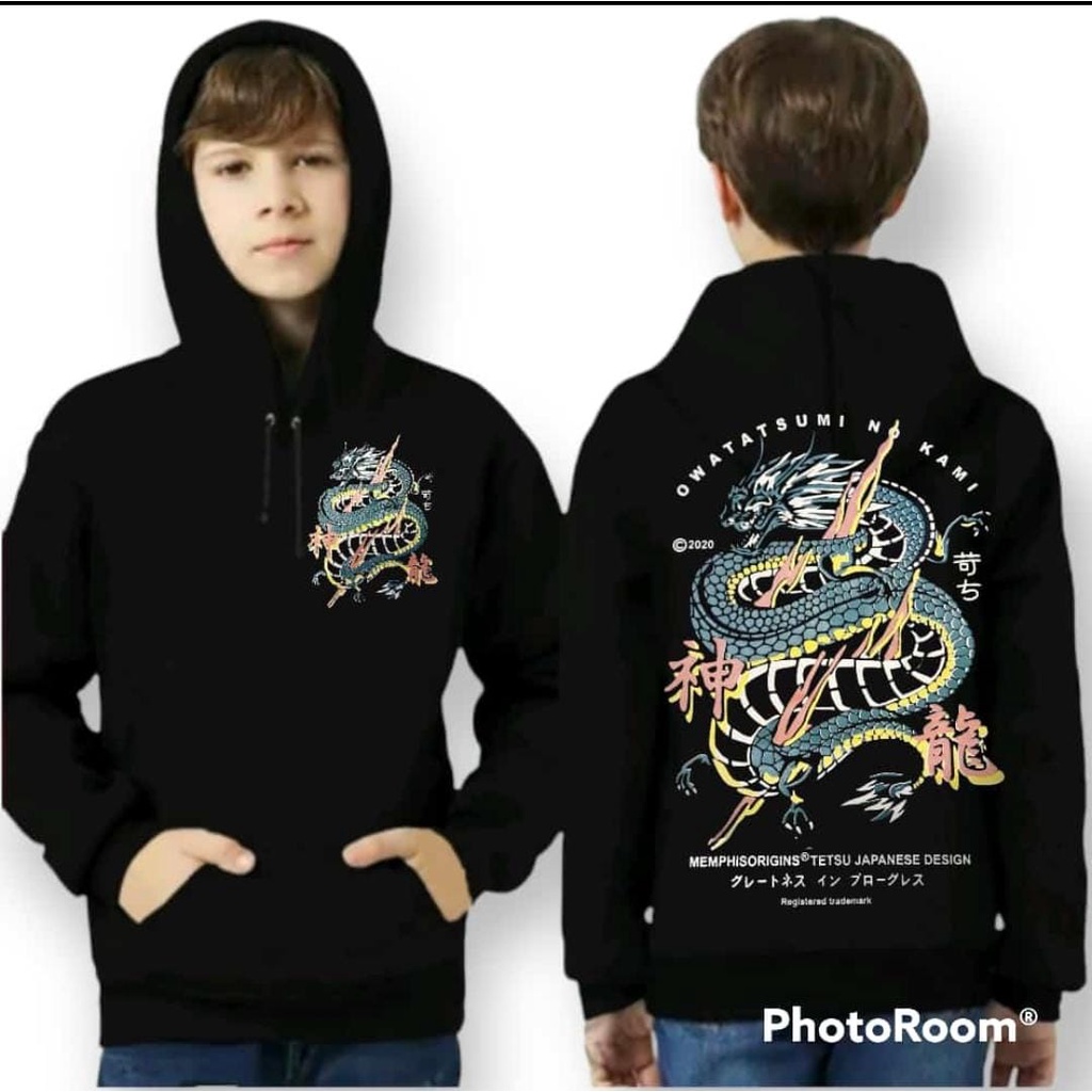Sweater Hoodie Anak Naga Ryujin Tanggung Laki-Laki dan Perempuan